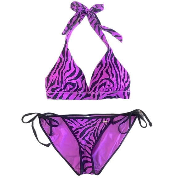 PINK Victoria's Secret Other - Victoria's Secret PINK Like New Purple & Black Zebra Bikini Size Small